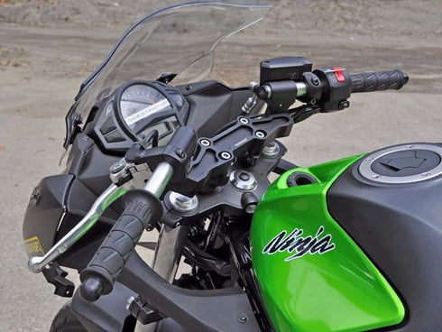 KAWASAKI 2006-11 NINJA 650R 2" INCH RISE WOODCRAFT CLIPON ADAPTER PLATE + BARS